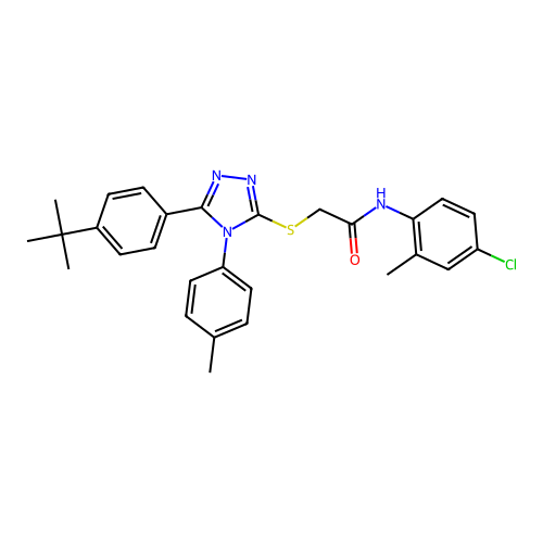 2-{[5-(4-tert-butylphenyl)-4-(4-methylphenyl)-4H-1,2,4-triazol-3-yl]sulfanyl}-N-(4-chloro-2-methylphenyl)acetamide structure