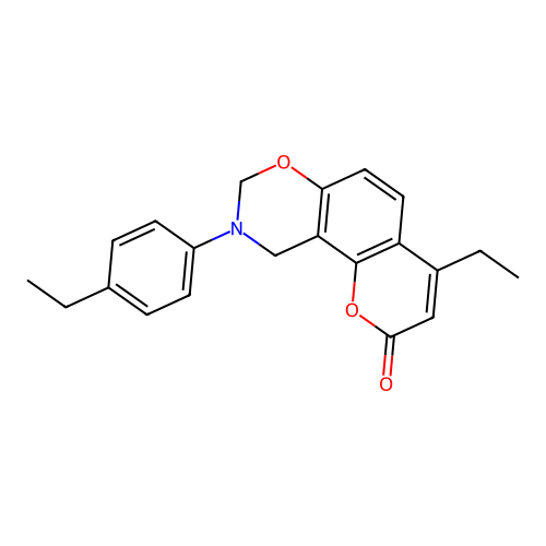 4-ethyl-9-(4-ethylphenyl)-9,10-dihydro-2H,8H-chromeno[8,7-e][1,3]oxazin-2-one structure