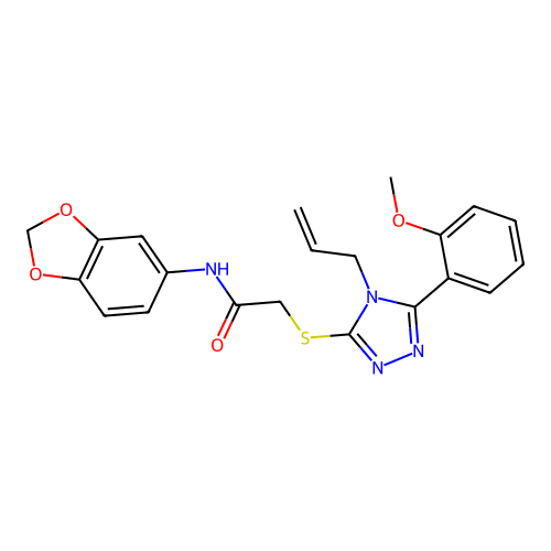 2-((4-allyl-5-(2-methoxyphenyl)-4H-1,2,4-triazol-3-yl)thio)-N-(benzo[d][1,3]dioxol-5-yl)acetamide structure