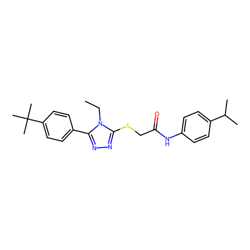 2-{[5-(4-tert-butylphenyl)-4-ethyl-4H-1,2,4-triazol-3-yl]sulfanyl}-N-[4-(propan-2-yl)phenyl]acetamide structure