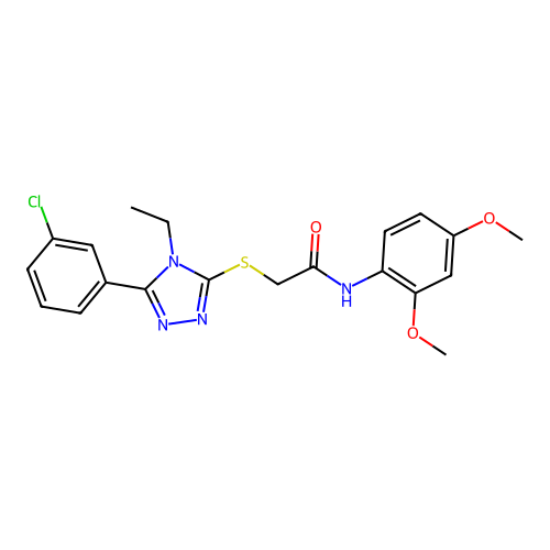 2-[[5-(3-chlorophenyl)-4-ethyl-1,2,4-triazol-3-yl]sulfanyl]-N-(2,4-dimethoxyphenyl)acetamide structure