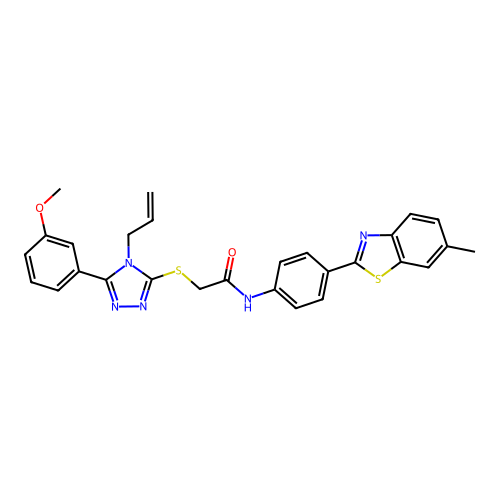 2-{[5-(3-methoxyphenyl)-4-(prop-2-en-1-yl)-4H-1,2,4-triazol-3-yl]sulfanyl}-N-[4-(6-methyl-1,3-benzothiazol-2-yl)phenyl]acetamide structure
