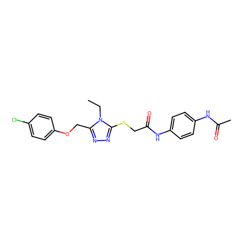 2-{[5-(4-chlorophenoxymethyl)-4-ethyl-4H-1,2,4-triazol-3-yl]sulfanyl}-N-(4-acetamidophenyl)acetamide structure