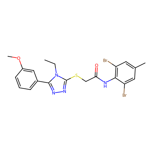 N-(2,6-dibromo-4-methylphenyl)-2-{[4-ethyl-5-(3-methoxyphenyl)-4H-1,2,4-triazol-3-yl]sulfanyl}acetamide structure