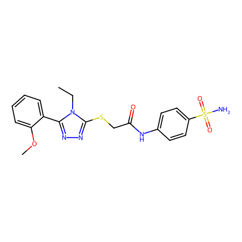 2-{[4-ethyl-5-(2-methoxyphenyl)-4H-1,2,4-triazol-3-yl]sulfanyl}-N-(4-sulfamoylphenyl)acetamide structure