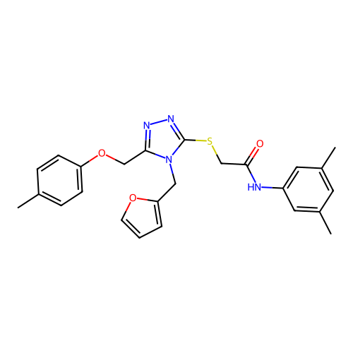 N-(3,5-dimethylphenyl)-2-((4-(furan-2-ylmethyl)-5-((p-tolyloxy)methyl)-4H-1,2,4-triazol-3-yl)thio)acetamide structure