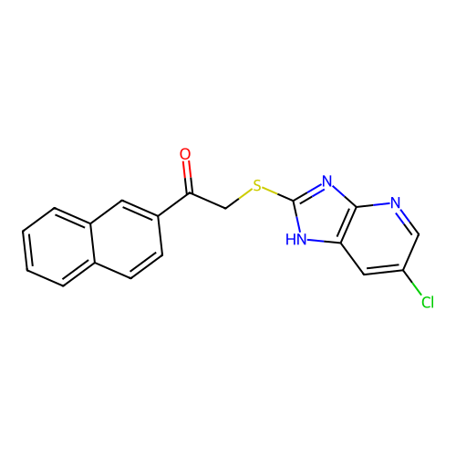 2-[(6-chloro-1H-imidazo[4,5-b]pyridin-2-yl)sulfanyl]-1-(naphthalen-2-yl)ethanone structure