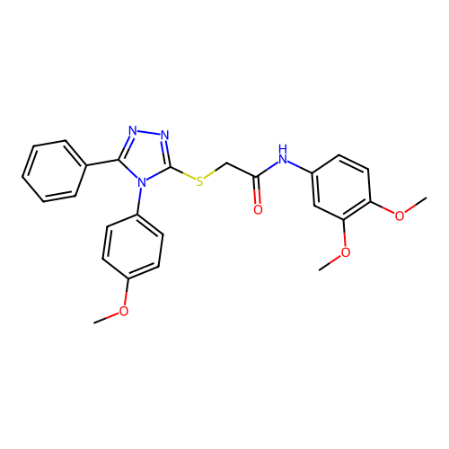 N-(3,4-dimethoxyphenyl)-2-[[4-(4-methoxyphenyl)-5-phenyl-1,2,4-triazol-3-yl]sulfanyl]acetamide structure