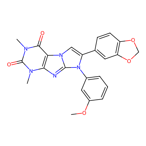 7-(1,3-benzodioxol-5-yl)-6-(3-methoxyphenyl)-2,4-dimethylpurino[7,8-a]imidazole-1,3-dione structure
