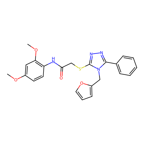 N-(2,4-dimethoxyphenyl)-2-((4-(furan-2-ylmethyl)-5-phenyl-4H-1,2,4-triazol-3-yl)thio)acetamide structure