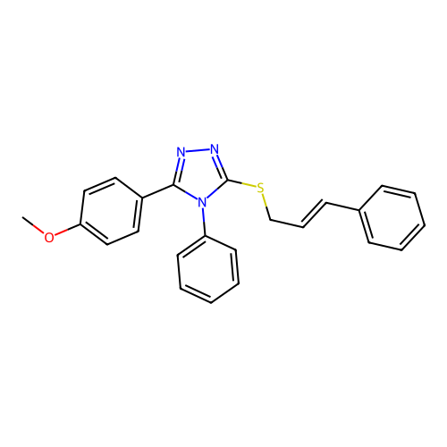 3-(4-methoxyphenyl)-4-phenyl-5-{[(2E)-3-phenylprop-2-en-1-yl]sulfanyl}-4H-1,2,4-triazole structure