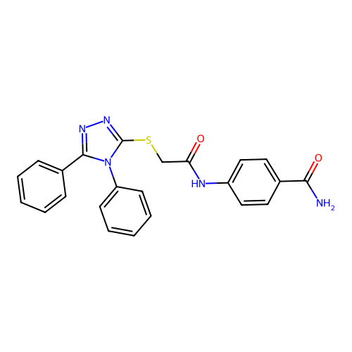 4-[2-(4,5-Diphenyl-1,2,4-triazol-3-ylthio)acetylamino]benzamide structure