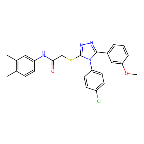2-{[4-(4-chlorophenyl)-5-(3-methoxyphenyl)-4H-1,2,4-triazol-3-yl]sulfanyl}-N-(3,4-dimethylphenyl)acetamide structure