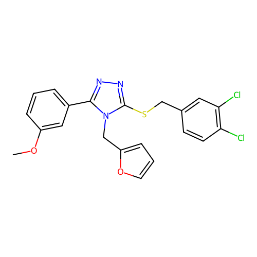 3-((3,4-dichlorobenzyl)thio)-4-(furan-2-ylmethyl)-5-(3-methoxyphenyl)-4H-1,2,4-triazole structure