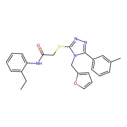 N-(2-ethylphenyl)-2-{[4-(furan-2-ylmethyl)-5-(3-methylphenyl)-4H-1,2,4-triazol-3-yl]sulfanyl}acetamide structure