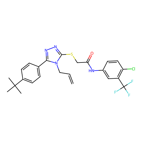 2-{[5-(4-tert-butylphenyl)-4-(prop-2-en-1-yl)-4H-1,2,4-triazol-3-yl]sulfanyl}-N-[4-chloro-3-(trifluoromethyl)phenyl]acetamide structure
