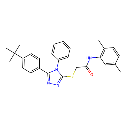 2-{[5-(4-tert-butylphenyl)-4-phenyl-4H-1,2,4-triazol-3-yl]sulfanyl}-N-(2,5-dimethylphenyl)acetamide structure