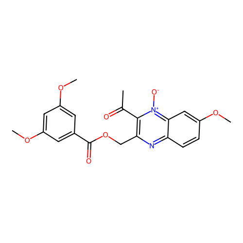 (3-Acetyl-6-methoxy-4-oxidoquinoxalin-4-ium-2-yl)methyl 3,5-dimethoxybenzoate structure