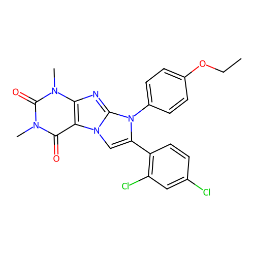 7-(2,4-dichlorophenyl)-8-(4-ethoxyphenyl)-1,3-dimethyl-1H-imidazo[2,1-f]purine-2,4(3H,8H)-dione structure