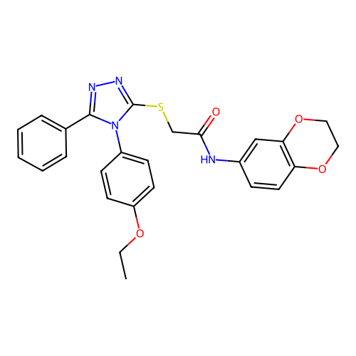 N-(2,3-dihydro-1,4-benzodioxin-6-yl)-2-[[4-(4-ethoxyphenyl)-5-phenyl-1,2,4-triazol-3-yl]sulfanyl]acetamide structure