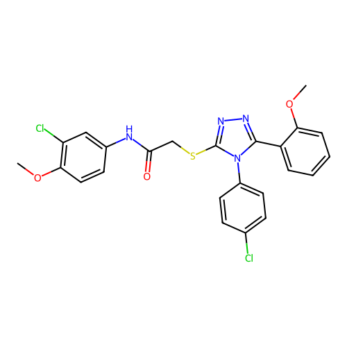 N-(3-chloro-4-methoxyphenyl)-2-{[4-(4-chlorophenyl)-5-(2-methoxyphenyl)-4H-1,2,4-triazol-3-yl]sulfanyl}acetamide structure