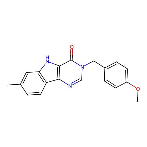 3-(4-methoxybenzyl)-7-methyl-3,5-dihydro-4H-pyrimido[5,4-b]indol-4-one structure