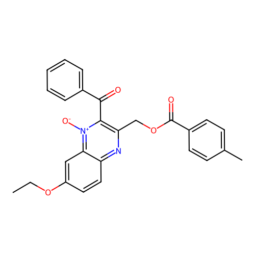 2-Benzoyl-7-ethoxy-3-(((4-methylbenzoyl)oxy)methyl)quinoxaline 1-oxide structure