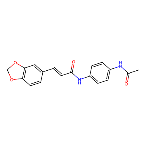 (E)-N-(4-acetamidophenyl)-3-(1,3-benzodioxol-5-yl)prop-2-enamide structure