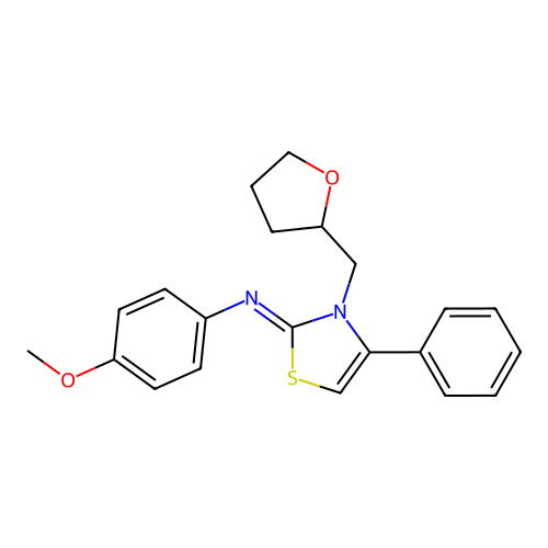 4-methoxy-N-[(2Z)-4-phenyl-3-(tetrahydrofuran-2-ylmethyl)-1,3-thiazol-2(3H)-ylidene]aniline structure