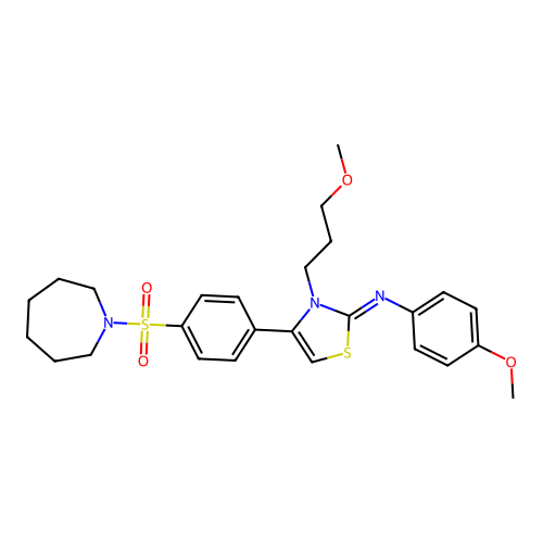 N-[(2Z)-4-[4-(azepan-1-ylsulfonyl)phenyl]-3-(3-methoxypropyl)-1,3-thiazol-2(3H)-ylidene]-4-methoxyaniline structure