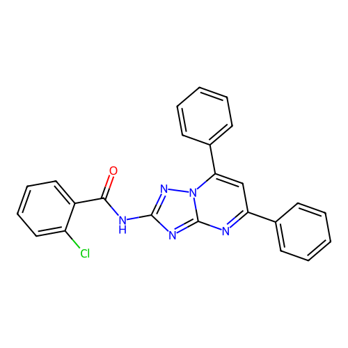2-chloro-N-(5,7-diphenyl-[1,2,4]triazolo[1,5-a]pyrimidin-2-yl)benzamide structure
