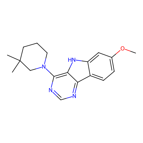 4-(3,3-dimethylpiperidin-1-yl)-7-methoxy-5H-pyrimido[5,4-b]indole structure