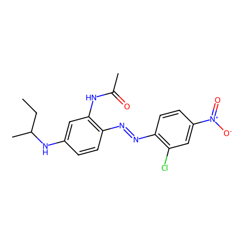 N-(2-((2-Chloro-4-nitrophenyl)azo)-5-((1-methylpropyl)amino)phenyl)acetamide structure