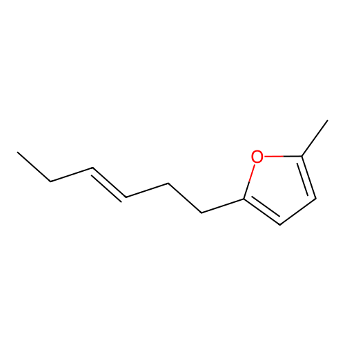 2-[(E)-hex-3-enyl]-5-methylfuran structure