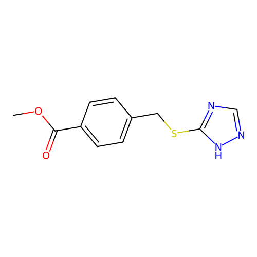 methyl 4-((4H-1,2,4-triazol-3-ylthio)methyl)benzoate structure