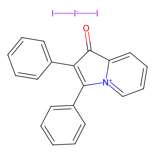 2,3-Diphenylindolizin-4-ium-1-one triiodide structure