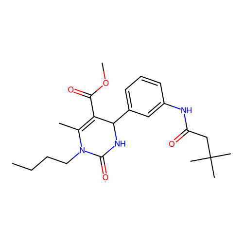 methyl 3-butyl-6-[3-(3,3-dimethylbutanoylamino)phenyl]-4-methyl-2-oxo-1,6-dihydropyrimidine-5-carboxylate structure
