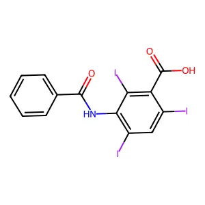 Benzoic acid, 3-benzamido-2,4,6-triiodo- structure