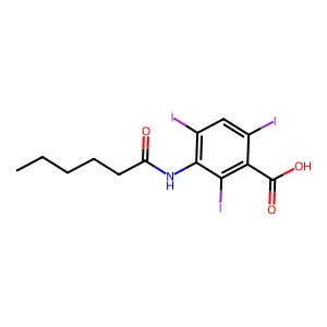 Benzoic acid, 3-hexanamido-2,4,6-triiodo- structure
