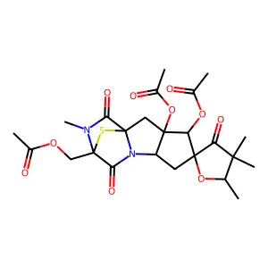 Spiro(3,9a-epithio-9aH-cyclopenta(4,5)pyrrolo(1,2-a)pyrazine-7(8H),2'(3'H)-furan)-1,3',4-trione, 8,8a-bis(acetyloxy)-3-((acetyloxy)methyl)octahydro-2,4',4',5'-tetramethyl-, (3R-(3alpha,5abeta,7alpha(R*),8beta,8abeta,9aalpha))- structure