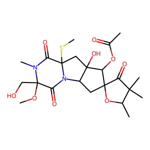 Spiro(7H-cyclopenta(4,5)pyrrolo(1,2-a)pyrazine-7,2'(3'H)-furan)-1,3',4-trione, 8-(acetyloxy)decahydro-8a-hydroxy-3-(hydroxymethyl)-3-methoxy-2,4',4',5'-tetramethyl-9a-(methylthio)- structure
