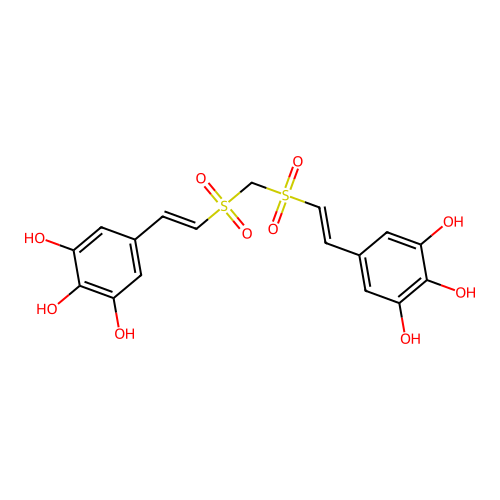 1,2,3-Benzenetriol, 5,5'-(methylenebis(sulfonyl-(1E)-2,1-ethenediyl))bis- structure