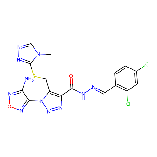 C16H13Cl2N11O2S structure