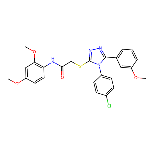 2-{[4-(4-chlorophenyl)-5-(3-methoxyphenyl)-4H-1,2,4-triazol-3-yl]sulfanyl}-N-(2,4-dimethoxyphenyl)acetamide structure