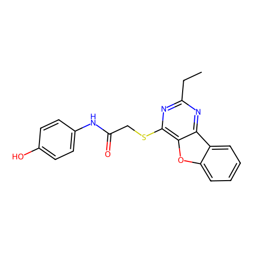 2-((2-ethylbenzofuro[3,2-d]pyrimidin-4-yl)thio)-N-(4-hydroxyphenyl)acetamide structure