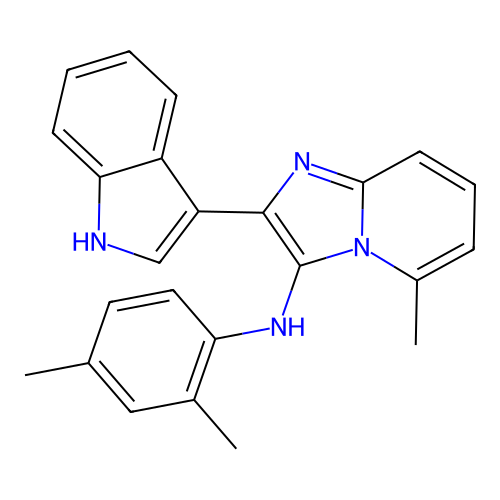 N-(2,4-dimethylphenyl)-2-(1H-indol-3-yl)-5-methylimidazo[1,2-a]pyridin-3-amine structure