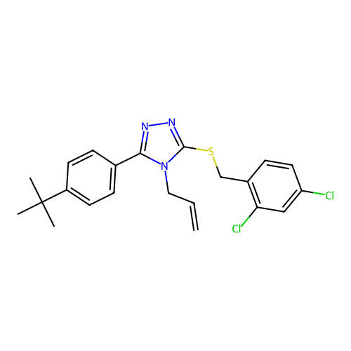 4-allyl-3-(4-(tert-butyl)phenyl)-5-((2,4-dichlorobenzyl)thio)-4H-1,2,4-triazole structure