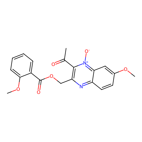 (3-Acetyl-6-methoxy-4-oxidoquinoxalin-4-ium-2-yl)methyl 2-methoxybenzoate structure