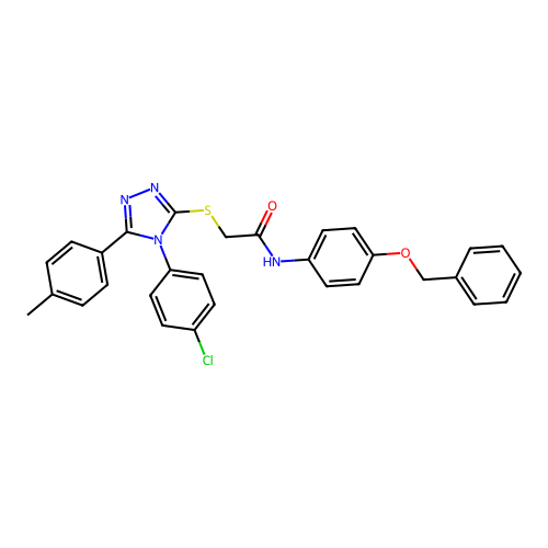 N-[4-(benzyloxy)phenyl]-2-{[4-(4-chlorophenyl)-5-(4-methylphenyl)-4H-1,2,4-triazol-3-yl]sulfanyl}acetamide structure