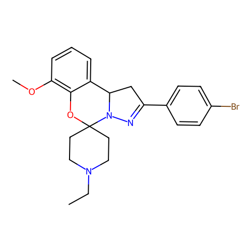 2'-(4-bromophenyl)-1-ethyl-7'-methoxy-1',10b'-dihydrospiro[piperidine-4,5'-pyrazolo[1,5-c][1,3]benzoxazine] structure